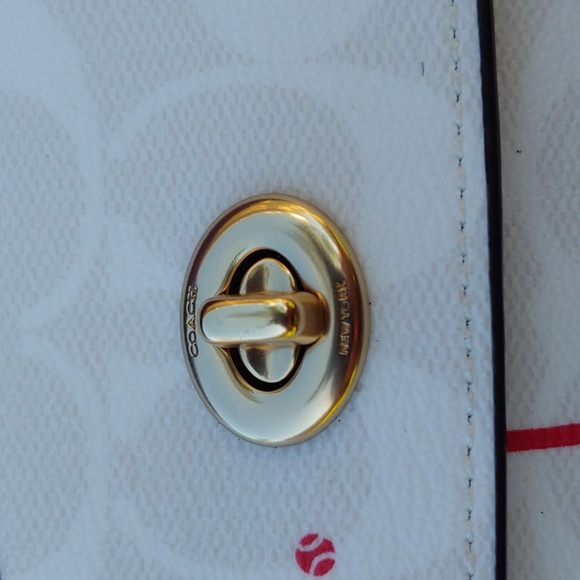 COACH Racquet Eyeglass Case with Bag Clip in Signature Coated Canvas, White - Picture 7 of 16